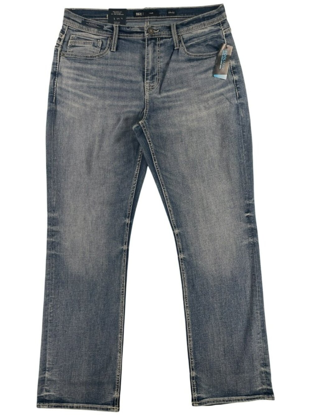 BKE Tyler Relaxed Fit Mid Rise Jeans Stretch CoolMax Denim Blue Men's 34x32 NEW